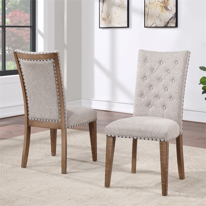 Riverdale Light Brown Distressed Wood 5-Piece Dining Set with Upholstered Chairs