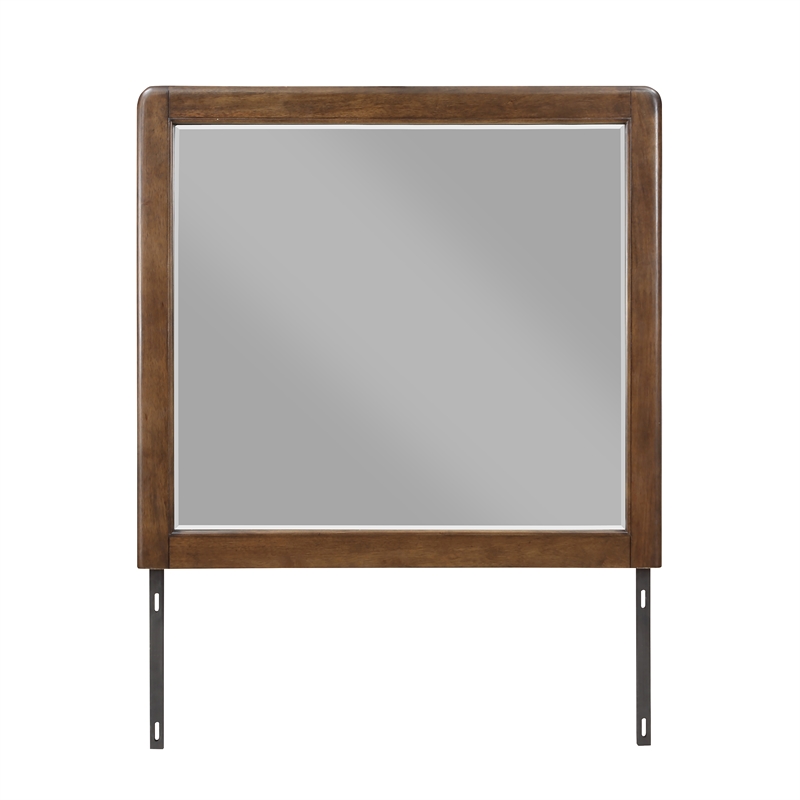 Milan Walnut Brown Wood 6-drawer Dresser and Mirror