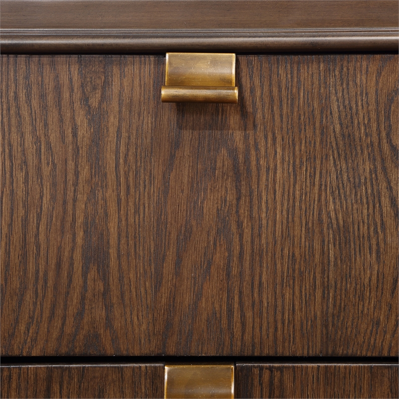 Milan Walnut Brown Wood 6-drawer Dresser and Mirror