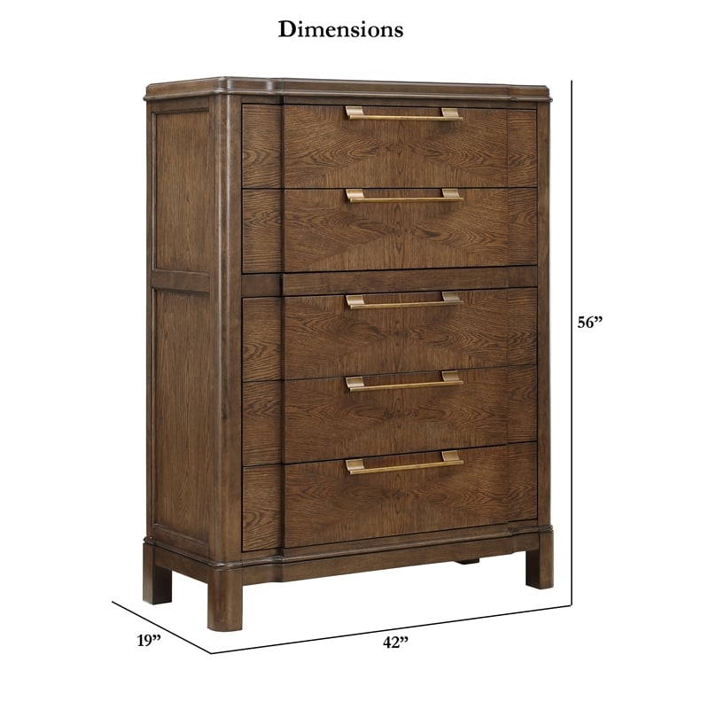 Steve Silver Milan Walnut Brown Wood 5-drawer Chest