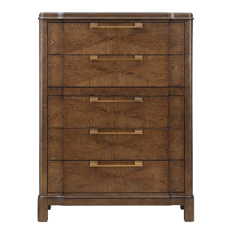 Steve Silver Milan Walnut Brown Wood 5-drawer Chest