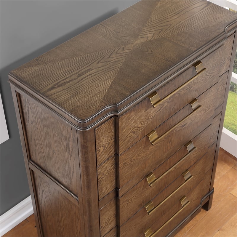 Steve Silver Milan Walnut Brown Wood 5-drawer Chest