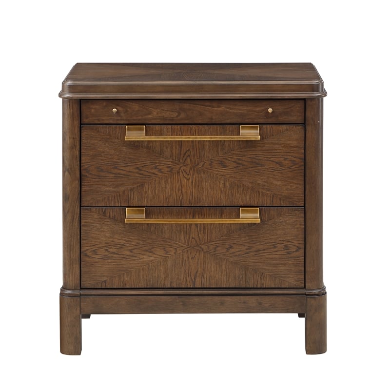Milan Walnut Brown Wood 2-drawer Nightstand
