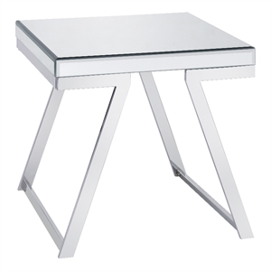 Alfresco Mirrored Glass and Chrome Metal Square End Table