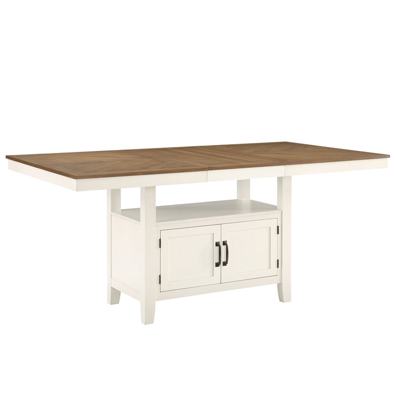 Hyland Off White and Honey Brown Wood Counter Table