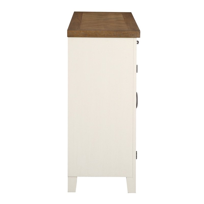 Hyland Off White and Honey Brown Wood Server