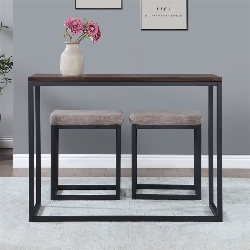 Yukon Walnut and Black Metal Counter Bar Set