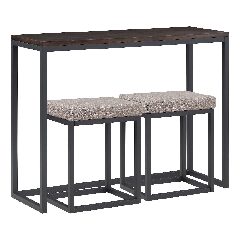 Yukon Walnut and Black Metal Counter Bar Set