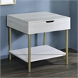 Whitman White Wood and Brass Square End Table