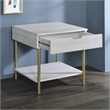 Whitman White Wood and Brass Square End Table