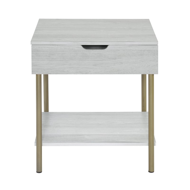 Whitman White Wood and Brass Square End Table