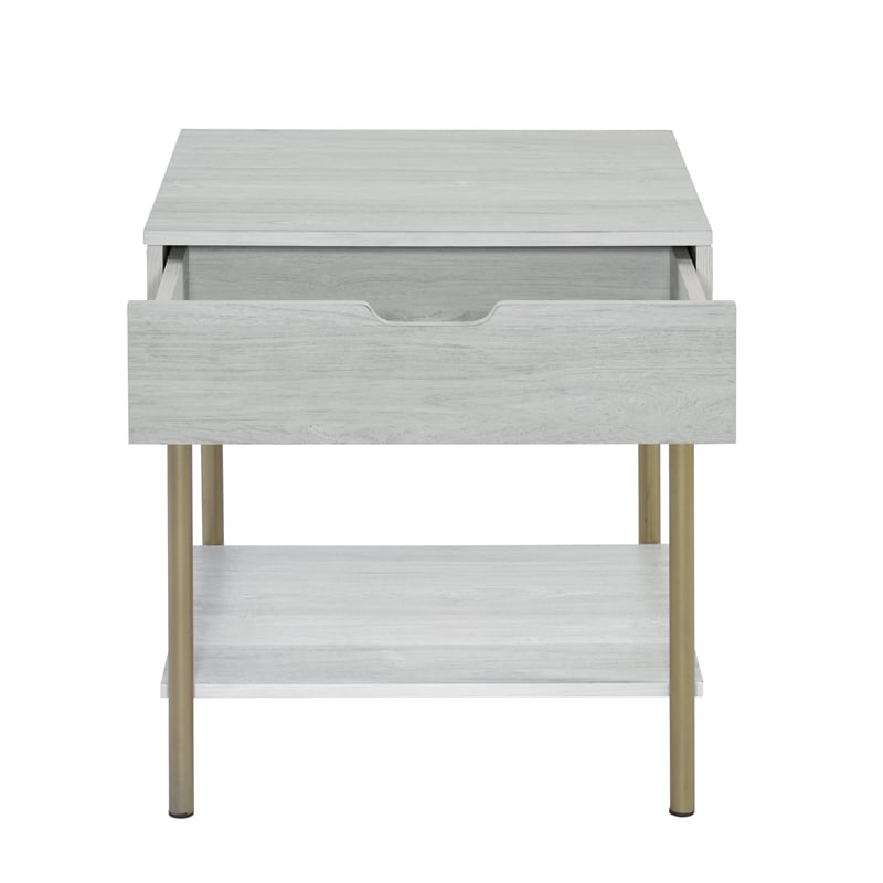 Whitman White Wood and Brass Square End Table