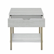 Whitman White Wood and Brass Square End Table