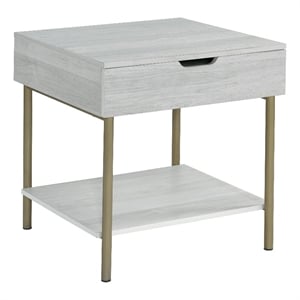Whitman White Wood and Brass Square End Table