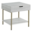 Whitman White Wood and Brass Square End Table