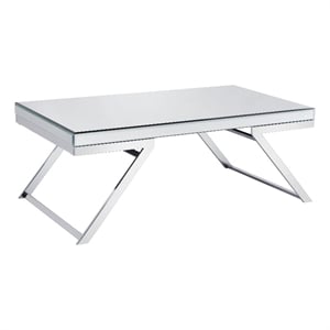 Alfresco Mirrored Glass and Chrome Metal Cocktail Table