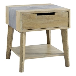 Calgary Natural Finish with Gray Stone End Table