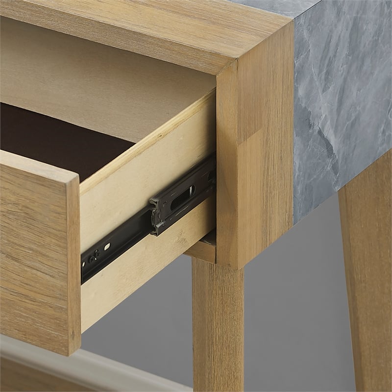 Calgary Natural Finish with Gray Stone Sofa Table