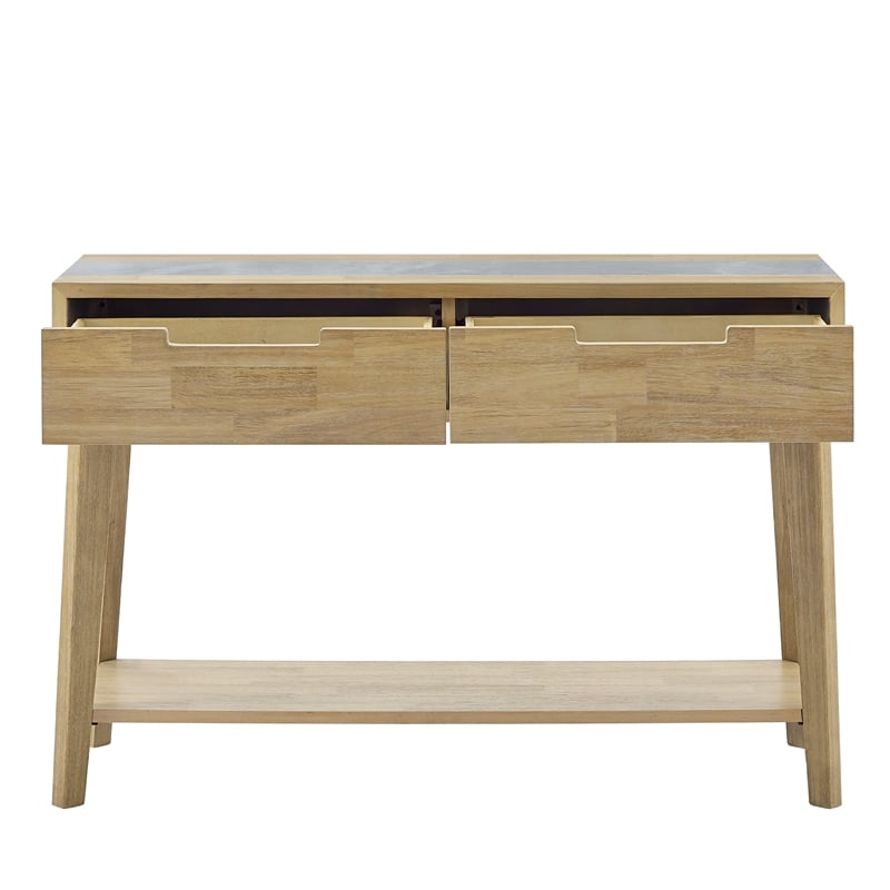 Calgary Natural Finish with Gray Stone Sofa Table
