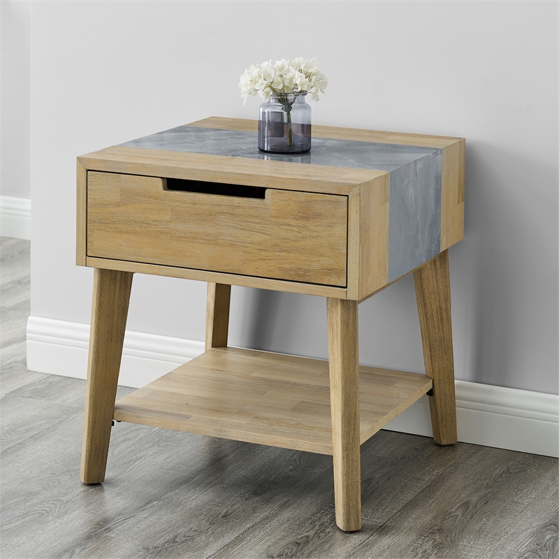 Calgary Natural Finish Gray Stone Inlay Occasional 3-piece Set