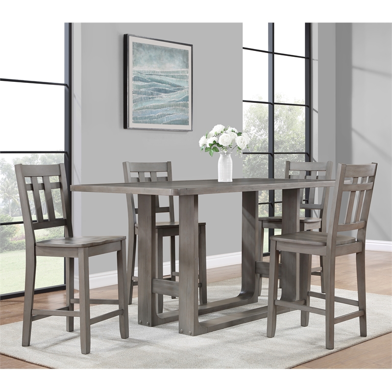 Toscana Gray Wood 5-Piece Counter Height Dining Set