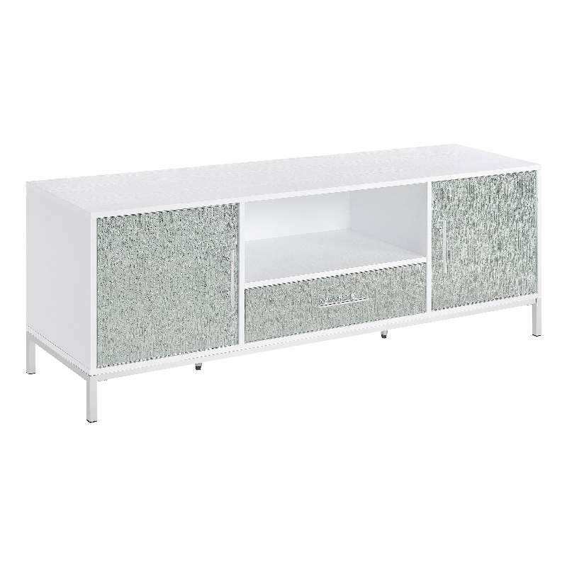 Steve Silver Mirage White Wood and Chrome 58