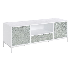 Steve Silver Mirage White Wood and Chrome 58&quotTV Cabinet