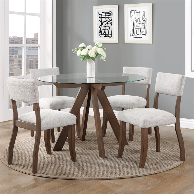 Wade Mocha Brown Wood and Glass Top Dining Table