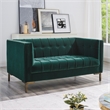 Isaac Stitch Green Velvet Button Tufted Loveseat
