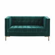 Isaac Stitch Green Velvet Button Tufted Loveseat
