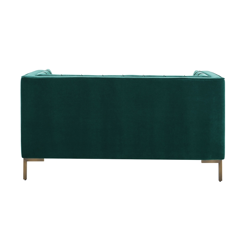 Isaac Stitch Green Velvet Button Tufted Loveseat