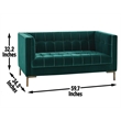 Isaac Stitch Green Velvet Button Tufted Loveseat