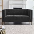Isaac Stitch Gray Velvet Button Tufted Loveseat