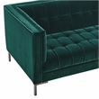 Isaac Channel Stitch Green Velvet Button Tufted Sofa