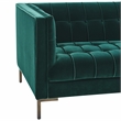 Isaac Channel Stitch Green Velvet Button Tufted Sofa
