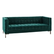 Isaac Channel Stitch Green Velvet Button Tufted Sofa