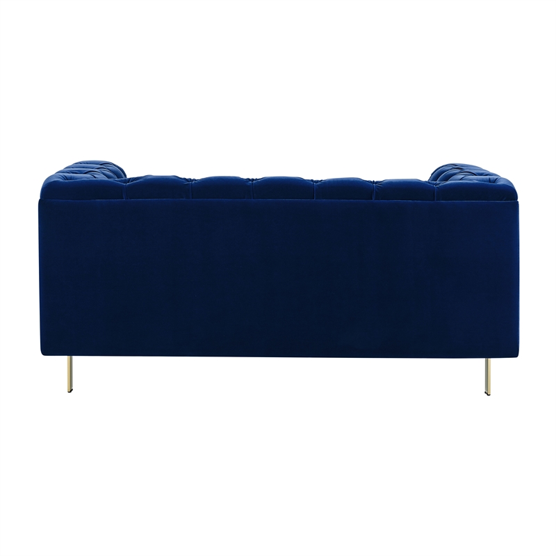 Charlene Blue Velvet Button Tufted Loveseat