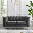 Charlene Gray Velvet Button Tufted Loveseat