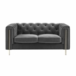 Charlene Gray Velvet Button Tufted Loveseat