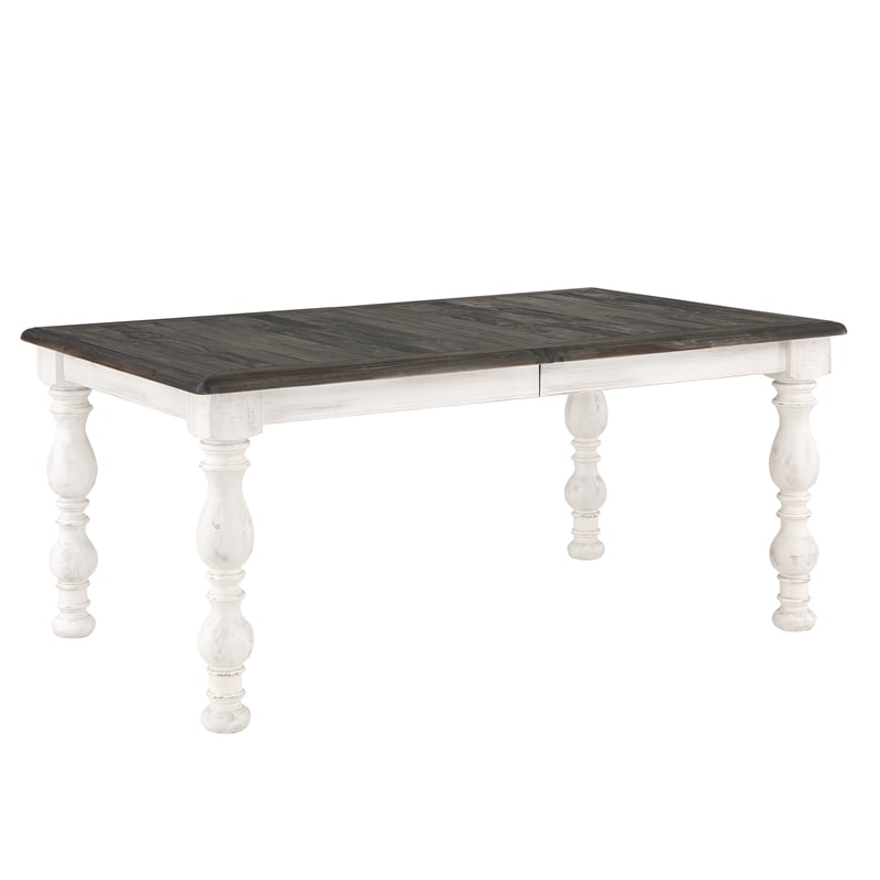 Heston Weathered White Wood Dining Table - Thumbnail 3
