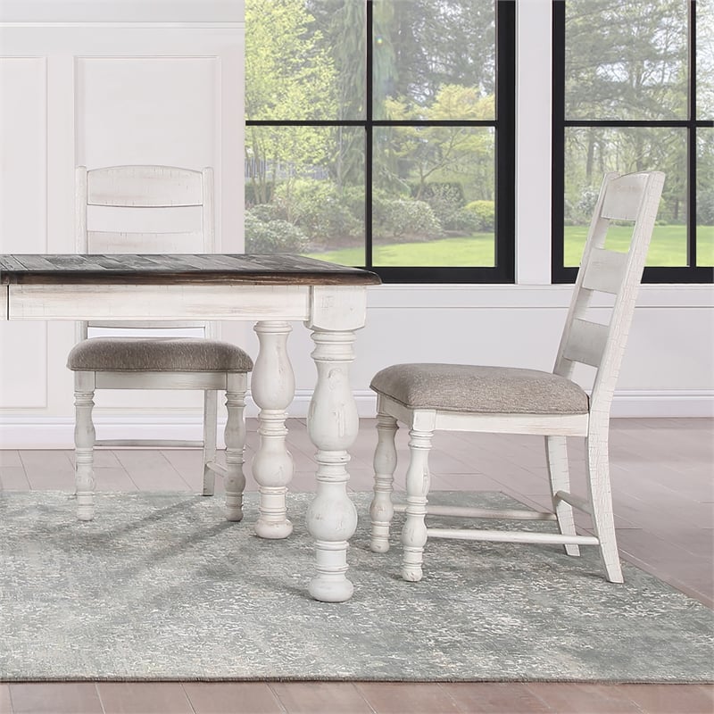 Heston 5-piece Weathered White Wood Dining Set