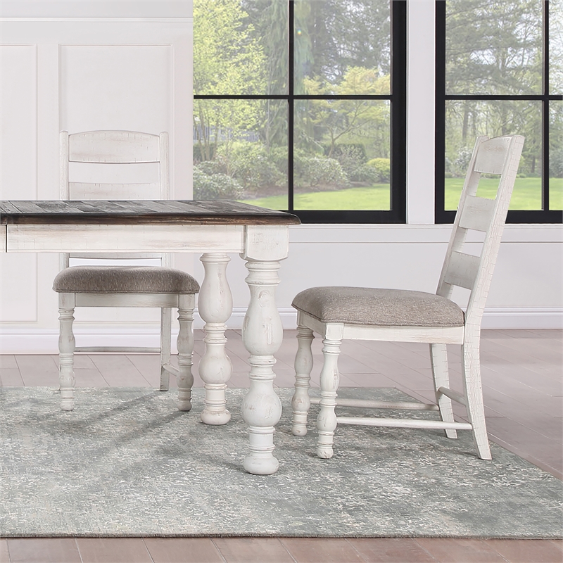 Heston 7-piece Weathered White Wood Dining Set