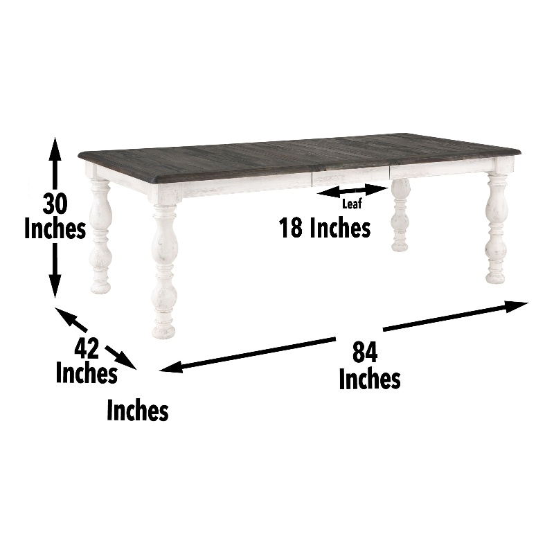 Heston 7-piece Weathered White Wood Dining Set