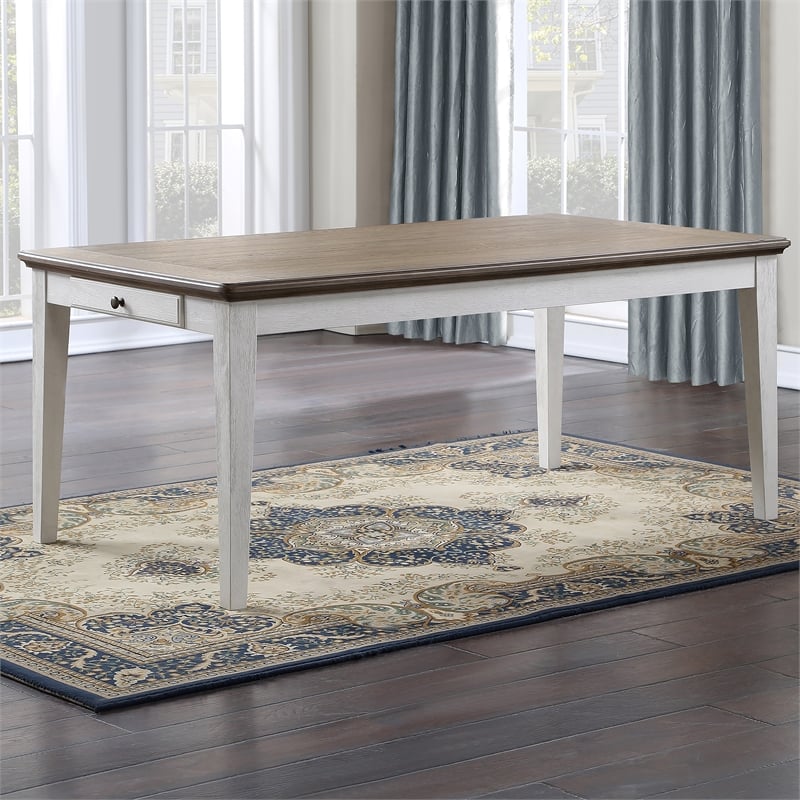 Pendleton 72 in. Ivory and Brown Wood Dining Table