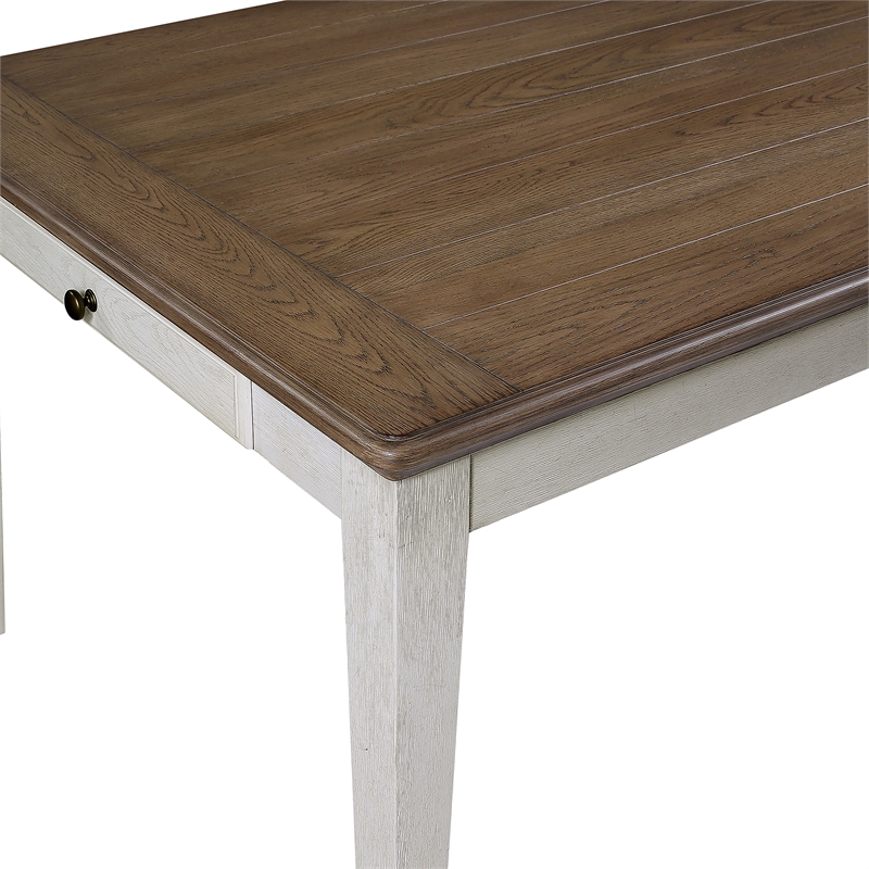Pendleton 72 in. Ivory and Brown Wood Dining Table