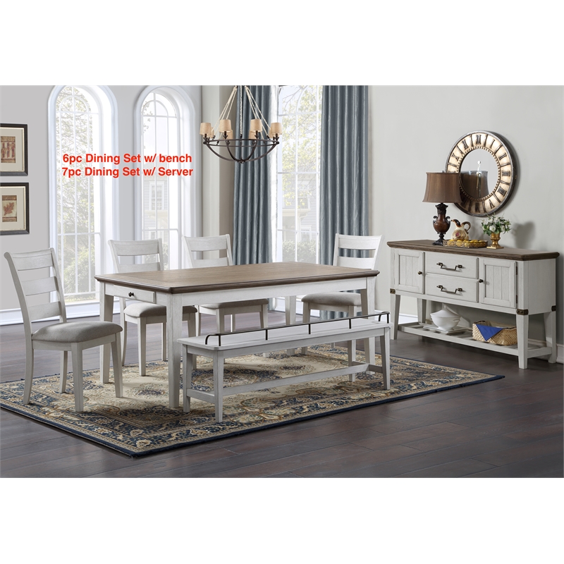 Pendleton 72 in. Ivory and Brown Wood Dining Table