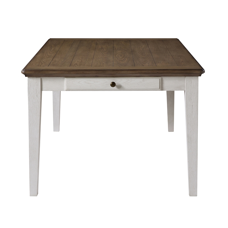 Pendleton 72 in. Ivory and Brown Wood Dining Table