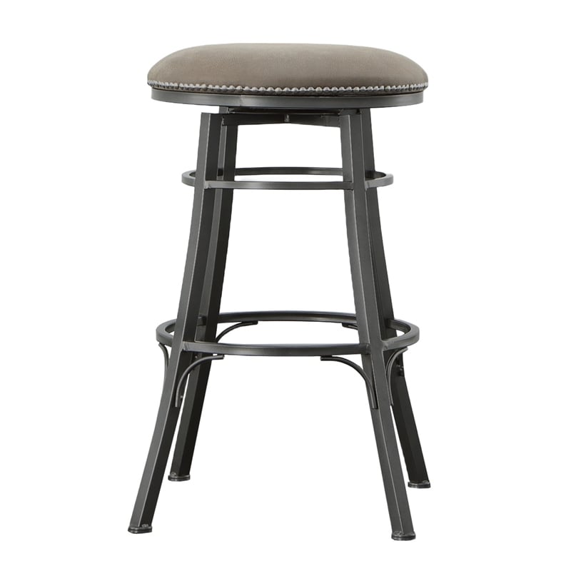Bali Gray Metal Backless Swivel Bar Stool