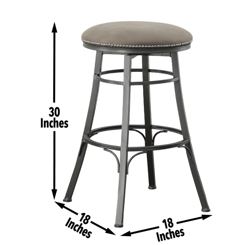 Bali Gray Metal Backless Swivel Bar Stool