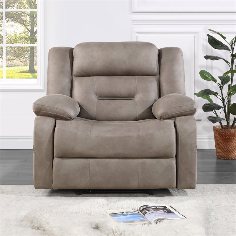 Steve Silver Abilene Faux Leather Upholstered Manual Recliner in Brown